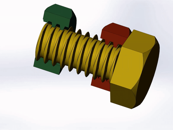 standard left and right handed nuts on a double threaded bolt