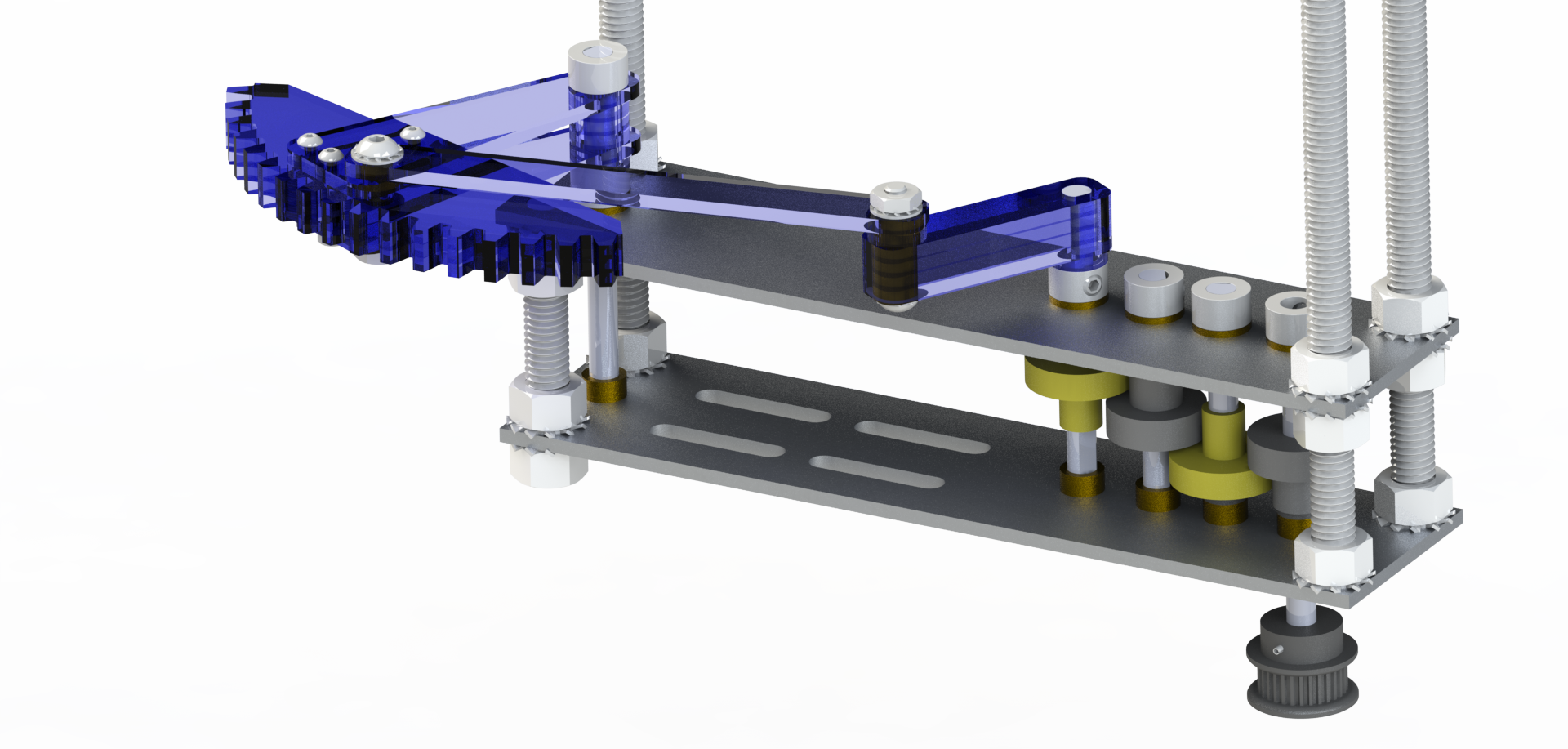 Render of final gearbox/linkage design